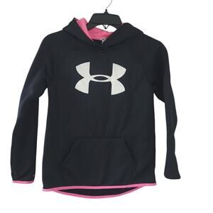 Under Armour ColdGear Girls Hoodie Hooded Sweatshirt Youth Black Pink